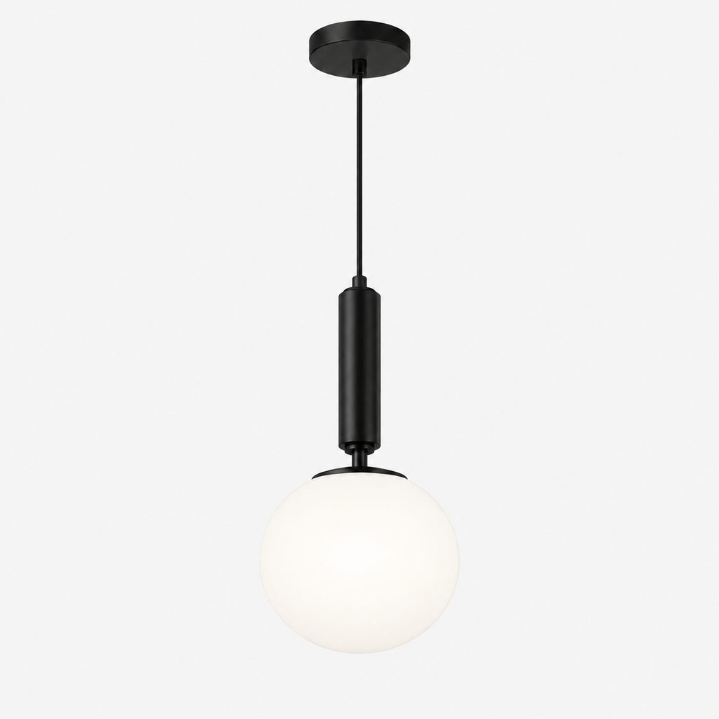 Wout - Luminaire suspendu avec globe satiné - Noir